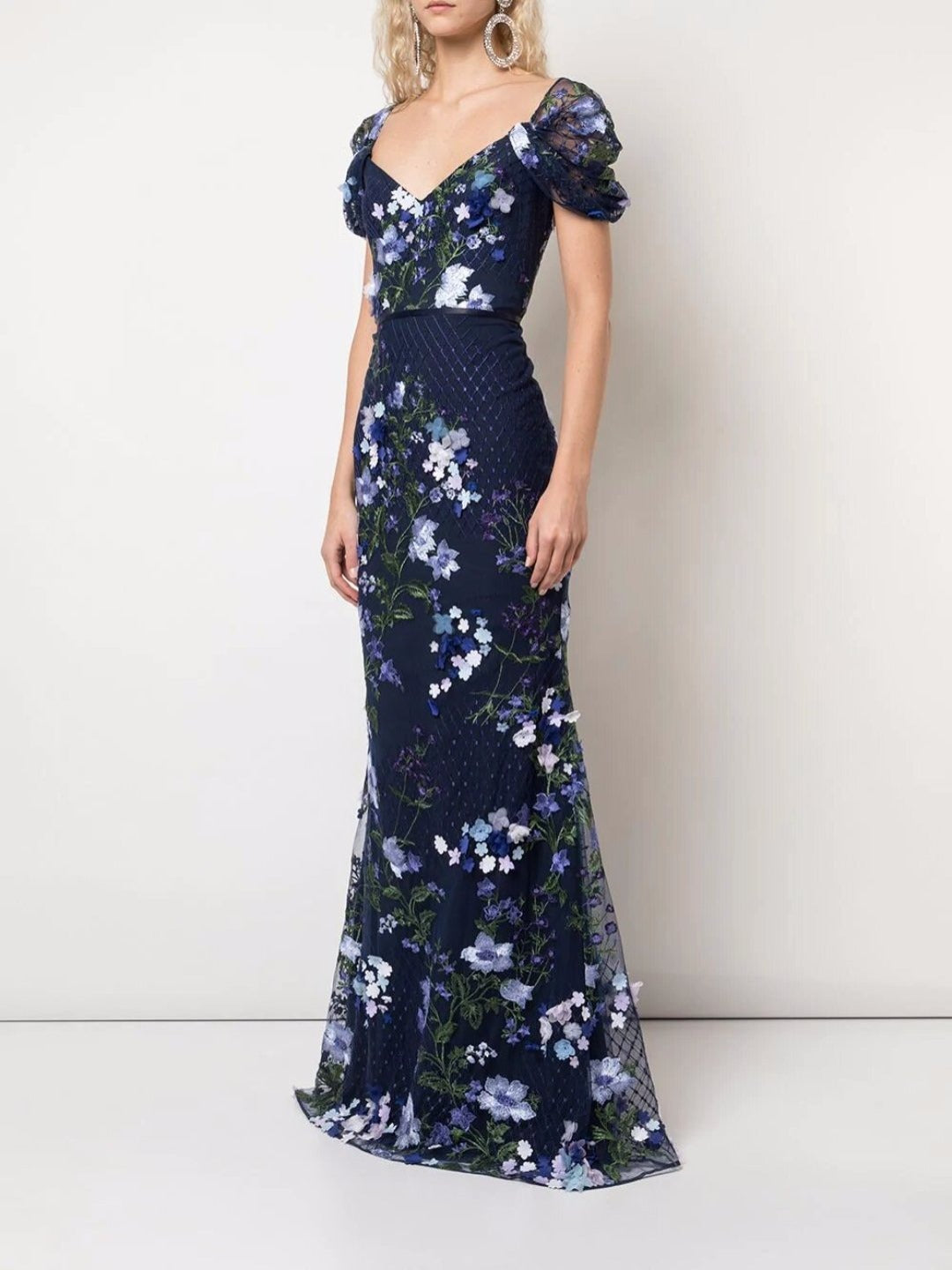 Draped Cold Shoulder Floral Gown – Marchesa